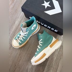 Converse Women's High-Top Sneakers - Teal, White, and Tan